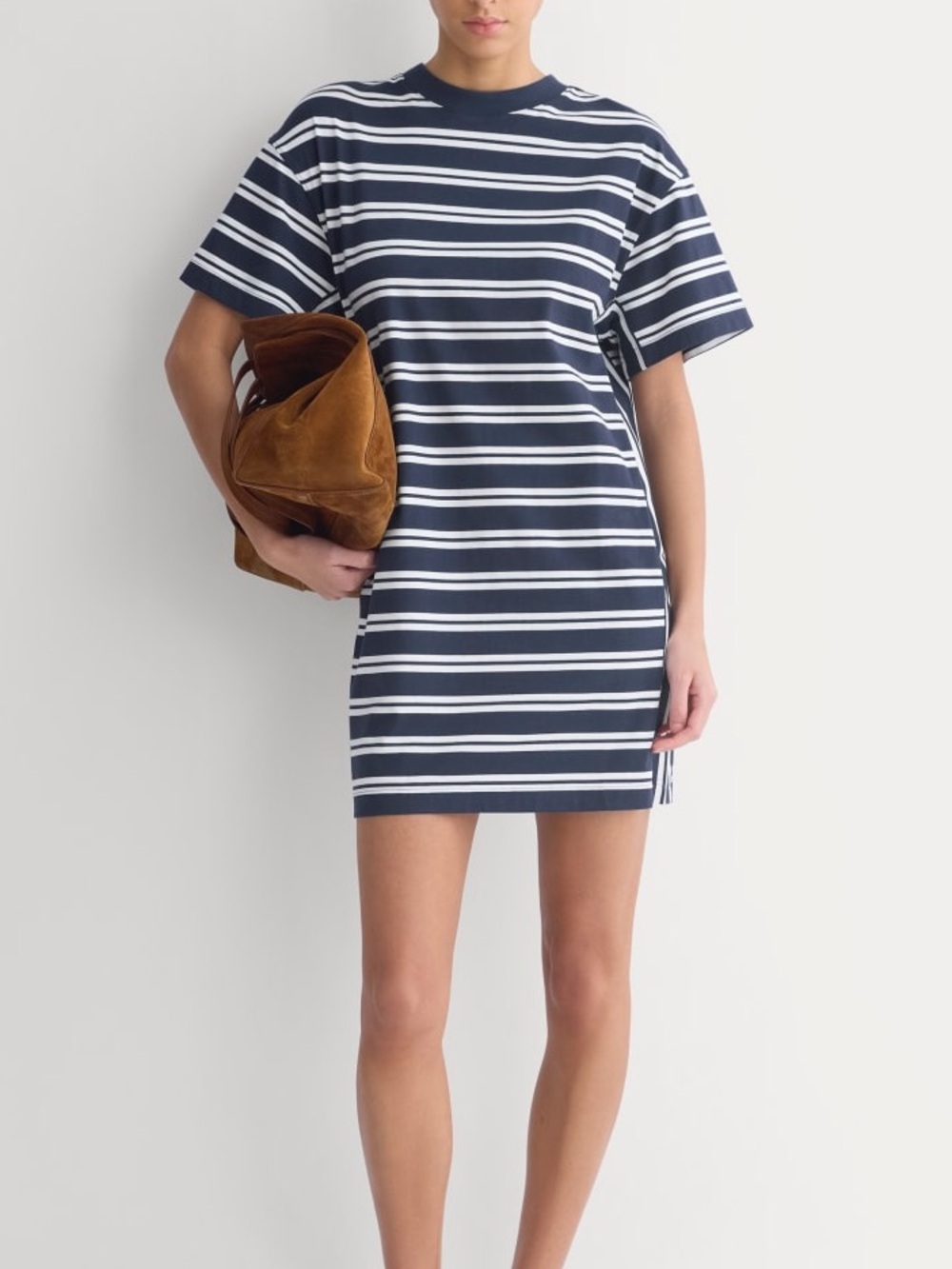 Everlane Weekend Tee Navy/ Canvas Tan Mini Dress